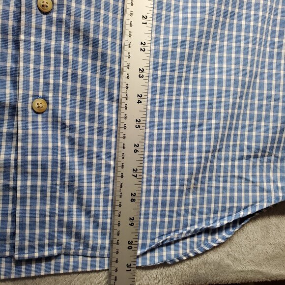 River Trader Button Down Short Sleeve Plaid Shirt 1 Pocket Blue White Men Sz XL - Picture 8 of 8